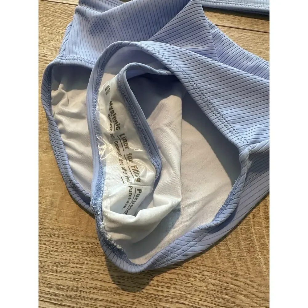 Old Navy Girls' Rib Knit Bandeau Bikini Swim Set Blue L NEW